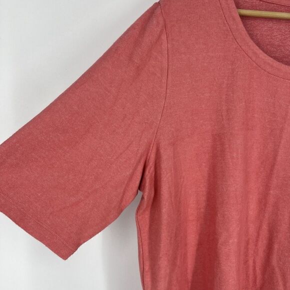 Chicos T Shirt Size 3 Womens XL Pink Cozy Knit Tee Scoop Neck Top Knit Elbow - Picture 4 of 8